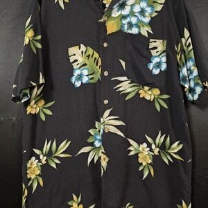 Islandβ Blue Hawaiian Shirt Floral Print Tropical Resort Wear Medium